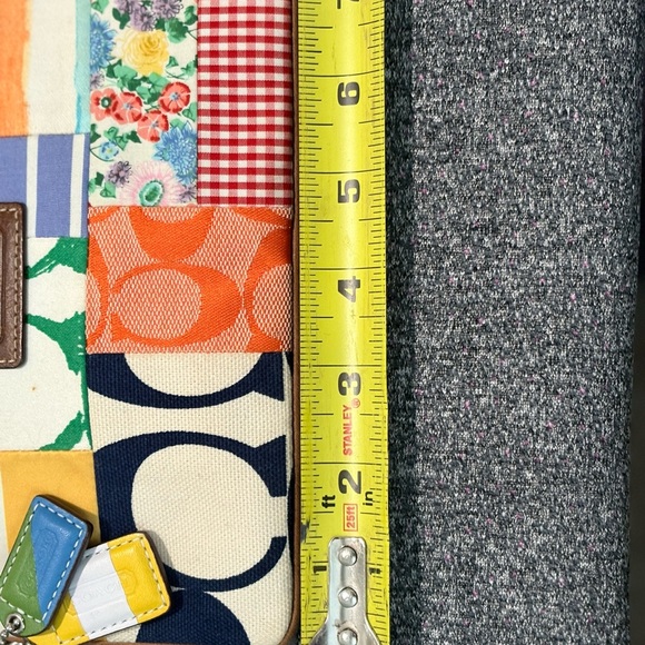 Coach Multicolor Patchwork Wristlet with Tan Leather Strap - Picture 8 of 11